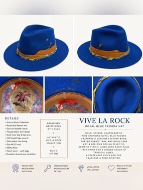 Royal Blue Fedora Hat with Leather Band